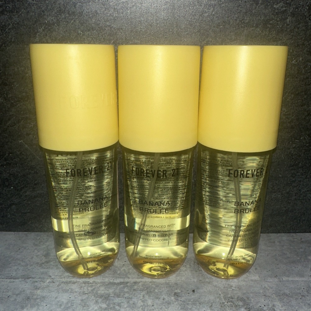 3 Lot Forever 21 Banana Brulée Fine Fragranced Body Mist - 8 Fl oz